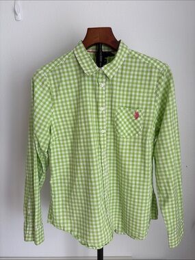 U.S. Polo Assn. Green Gingham Long Sleeve Button-Up Shirt